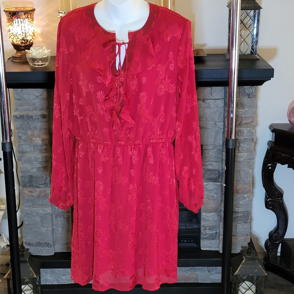 Ellen Weaver Red Long Sleeve Dress